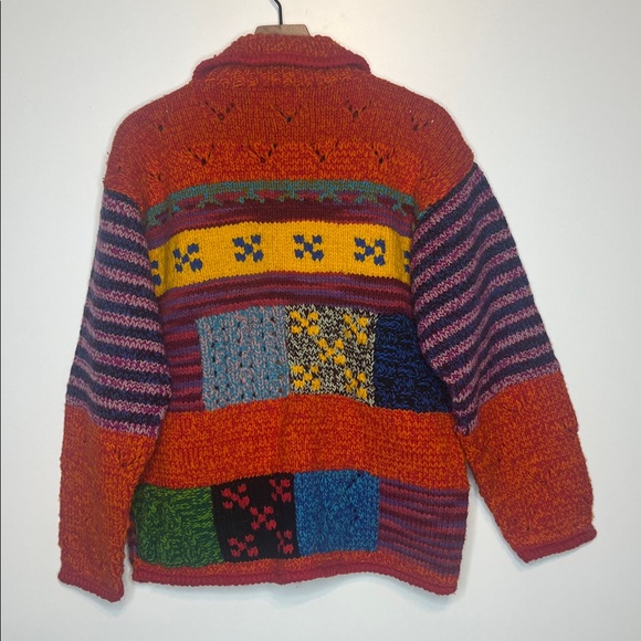 Vintage Artesanias wool patchwork sweater jacket - Picture 3 of 3